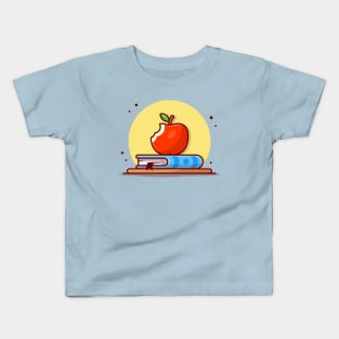 Apple On The Book Cartoon Vector Icon Illustration Kids T-Shirt